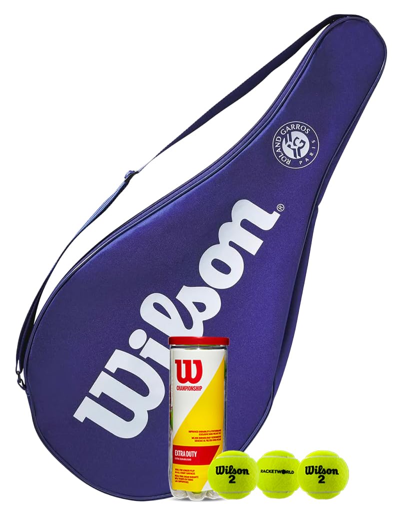 Wilson Tennis Racket Cover & Tennis Ball Bundle (Multiple Options Available) (Roland Garros)