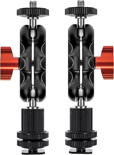 Mini brazo mágico multifunción doble cabeza de bola con soporte de zapata fría y tornillo de 1/4 ''-20 para monitor, luz LED, micrófono, carga