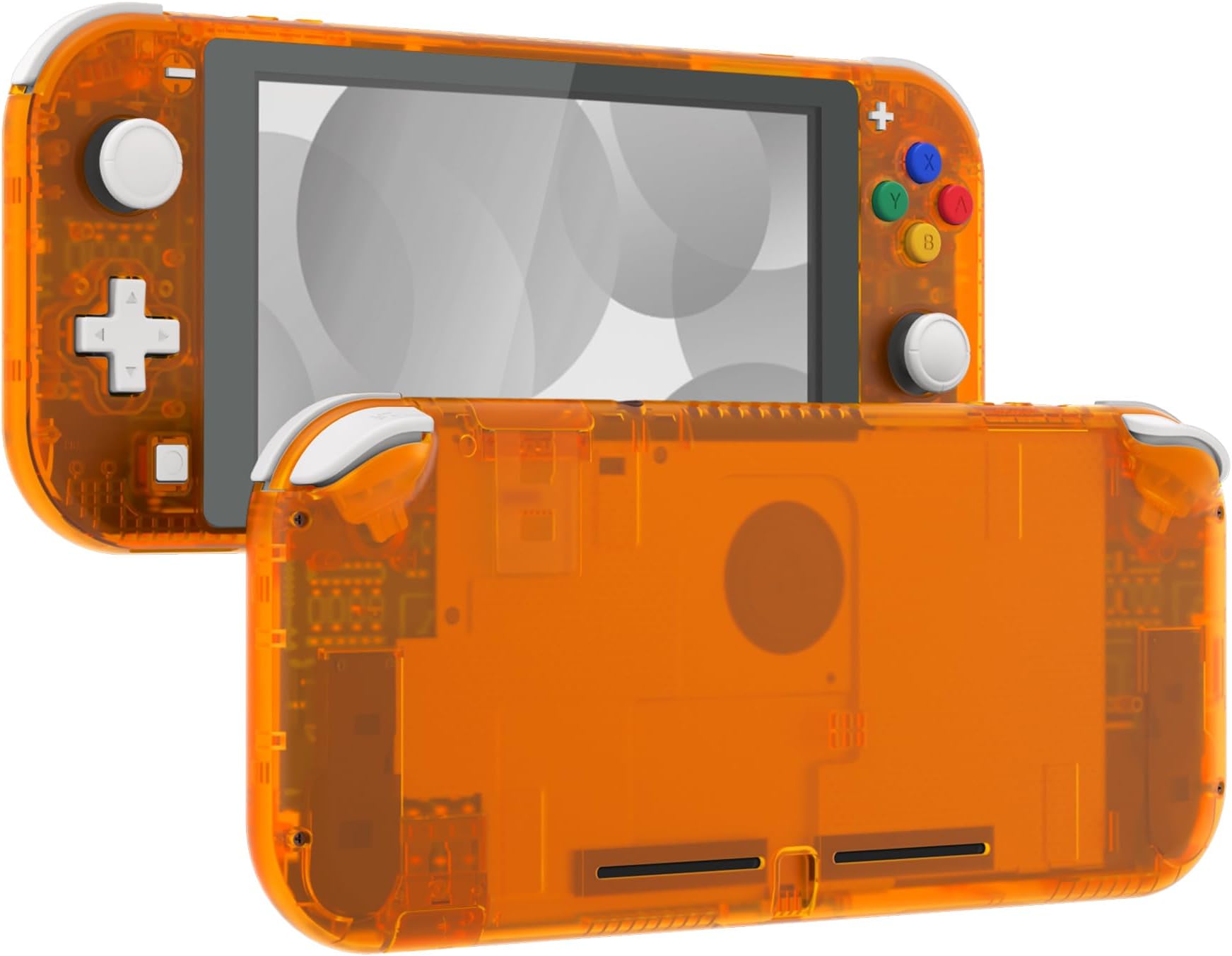 Clear Orange DIY Replacement Shell for Nintendo Switch Lite, NSL Handheld Controller Housing with Screen Protector, Custom Case Cover for Nintendo Switch Lite