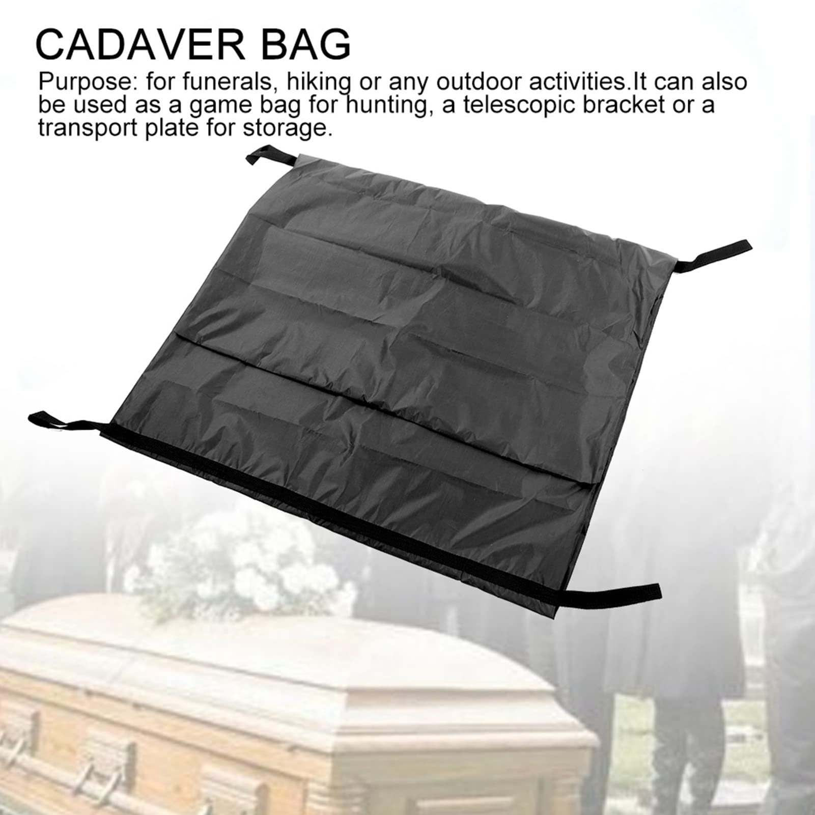 Cadavre d'urgence noir, étireur de transport pour chiens, Body Bag Stretcher Combo D'urgence Animal Transporteur avec Bande de Sécurité 210D Étanche pour le Transport Hôpital Funéraire (150 * 60CM)