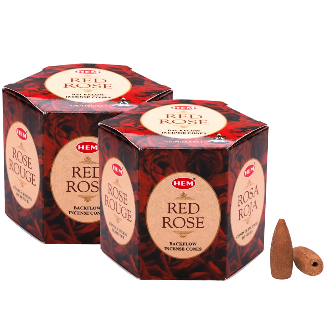 HEM RedRose Fragrance Backflow Incense Cones| Agarbatti for Home Freshness, Positive Energy & Yoga Meditation | Pooja Item for Home | Burning Time - 25-30 Minutes |Pack of 2-40 Cones Each (B0C8ZDYG5B) Amazon Price History, Amazon Price Tracker