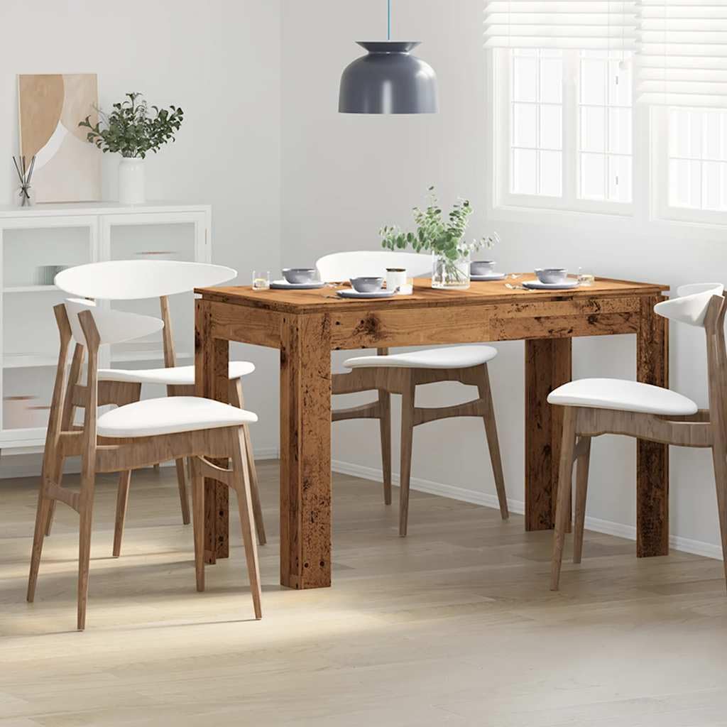 Stół do jadalni z materiału drewnopochodnego, wygląd starego drewna, 120 x 60 x 76 cm, stół bistro ze stabilnym blatem, możliwość rozszerzenia do kuchni, jadalni, restauracji lub bistro w