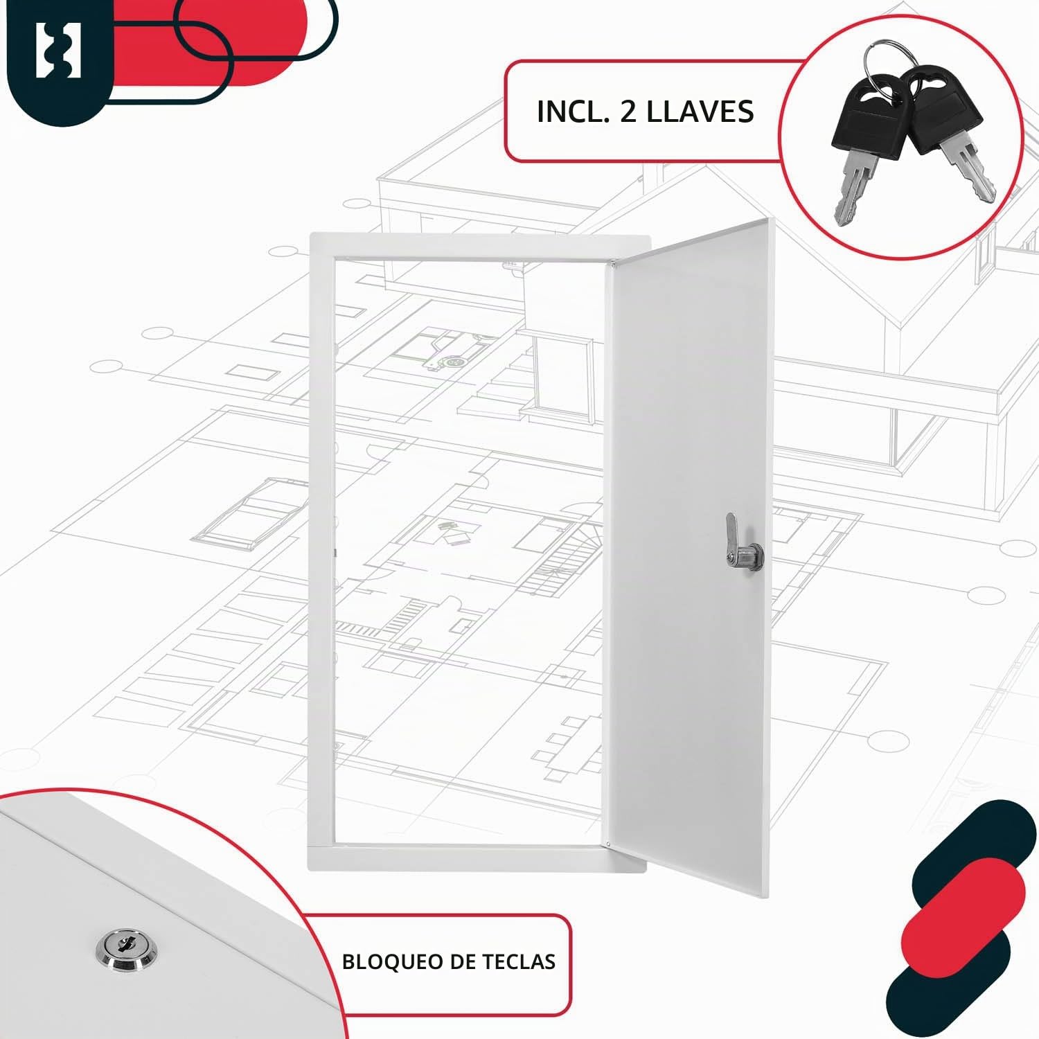 KOTARBAU® Puerta de inspección de 30 x 60 cm construcción en seco puerta de revisión con cerradura de llave caja de fusibles empotrada trampilla de revisión de acero galvanizado cartón yeso trampilla