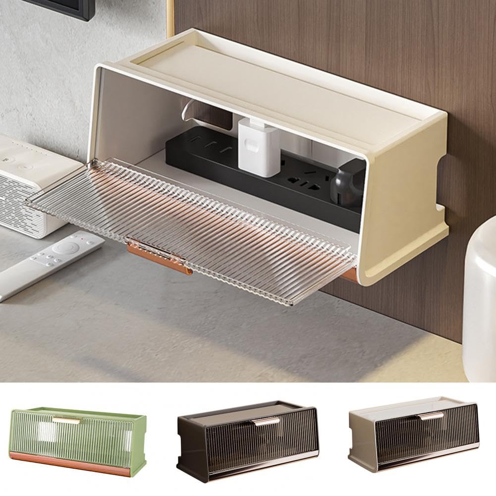 Boîte de gestion de câbles en bois - Cacher les câbles - Boîte de rangement pour routeur - Boîte de connexion de réseau sans fil wifi transparente montée au mur, décodage