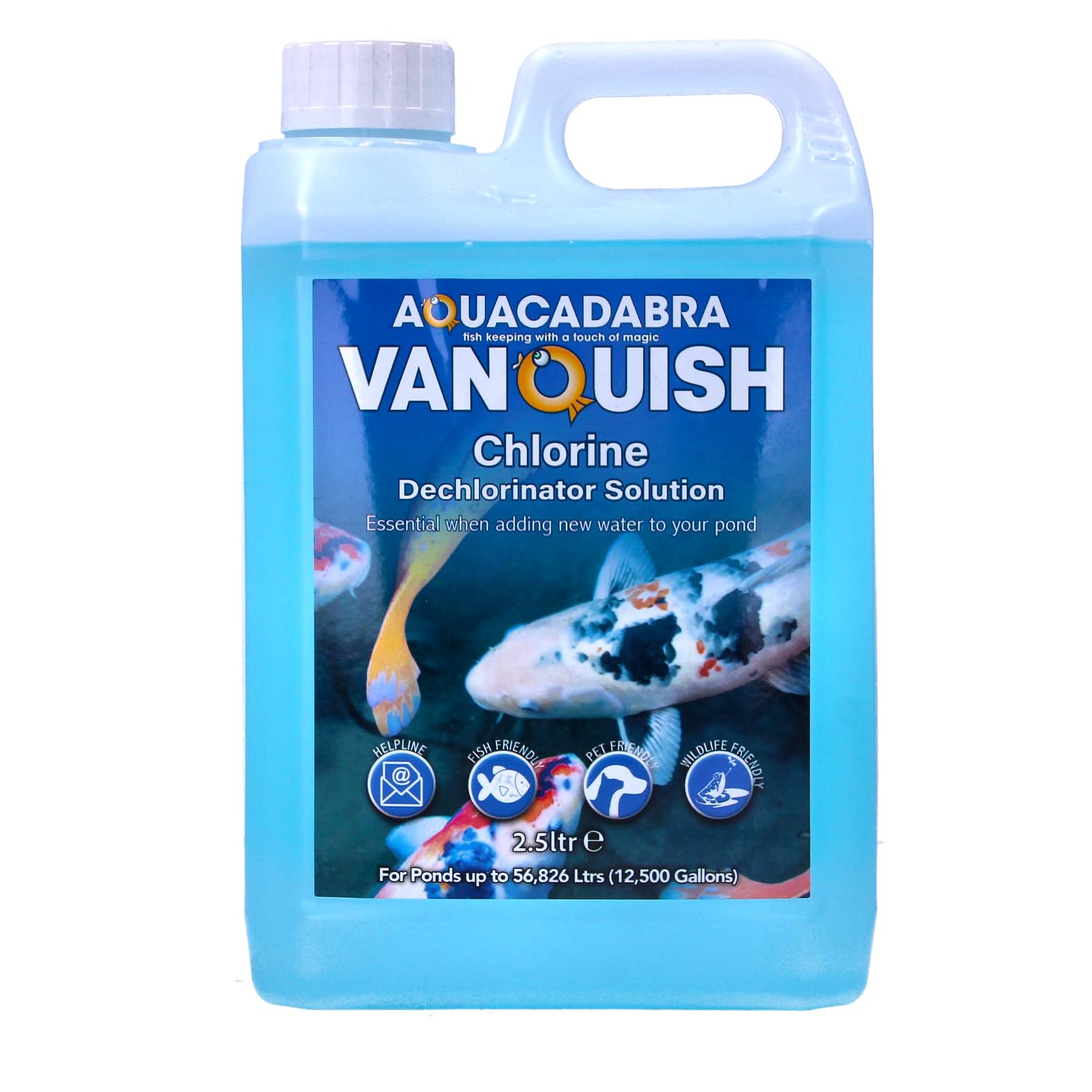 – Vanquish Pond Dechlorinator – Tap Water Conditioner for Ponds, Removes Chlorine, Chloramine & Heavy Metals, With Vitamin B1 for Fish Health & Stress Support 2.5L