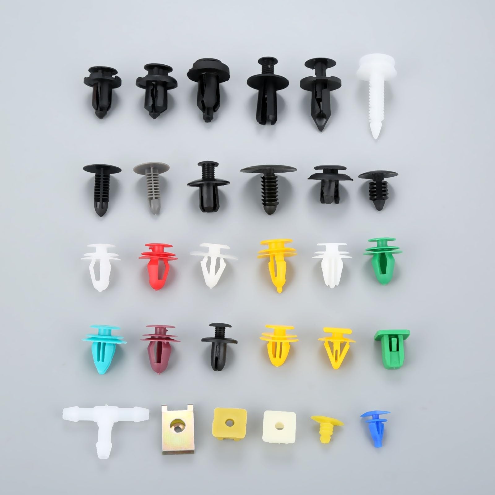 Viti e accessori 500PCS Elementi Di Fissaggio Misti Pannello Rivestimento Della Porta Paraurti Automatico Rivetto Clip Per Auto Fermo Push Kit Copertura Motore 30 Tipi