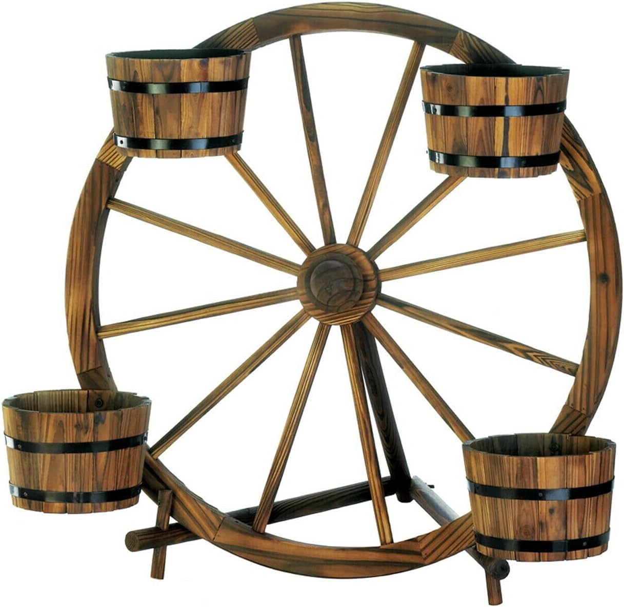 Accent Plus Summerfield Terrace 10018435 Wagon Wheel Barrel Planter Display, Multicolor (Wagon Wheel)