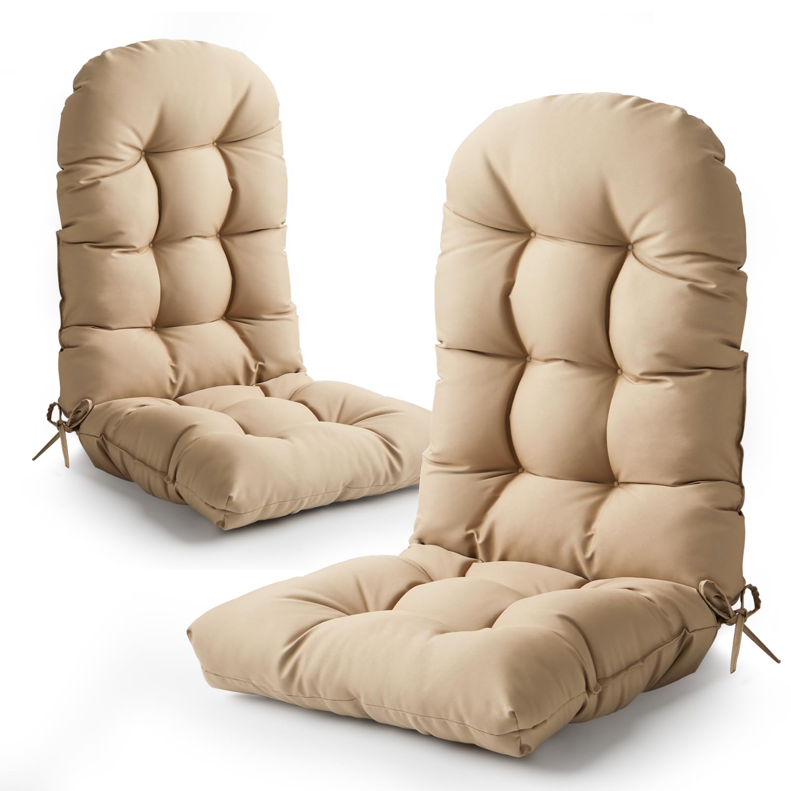 Lucresta Adirondack Chair Cushion, High Back Patio Cushions with Adjustable Ties, 48.8 x 20.4 x 4.3, Waterproof Tufted Pillow, Fade Resistant Seat