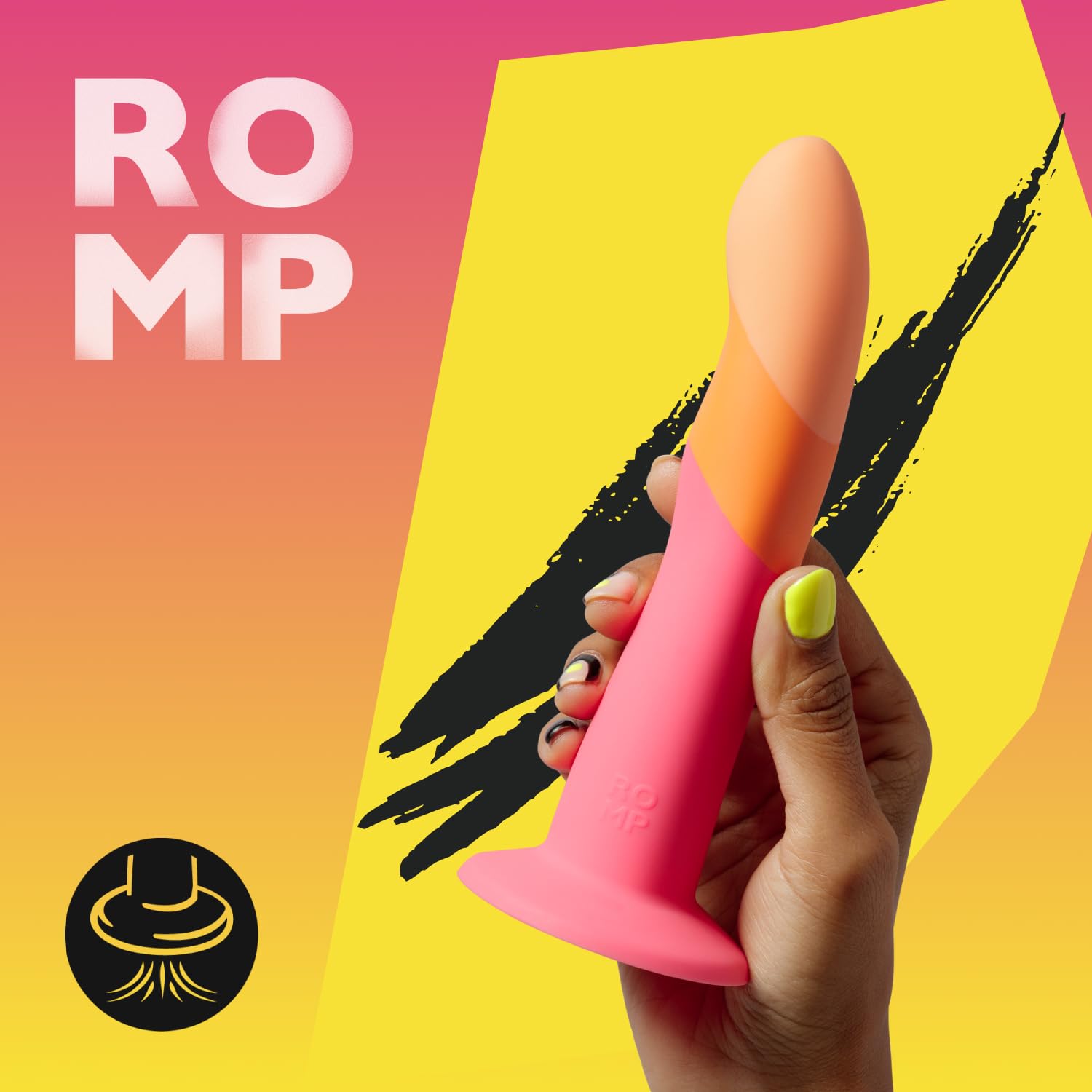 ROMP Dizi Non-Realistic Consolador | Dildo de silicona de 7 pulgadas | Compatible con vibrador de bala | Punto P y Punto G | Consolador con ventosa apto para arnés | Juguete sexual