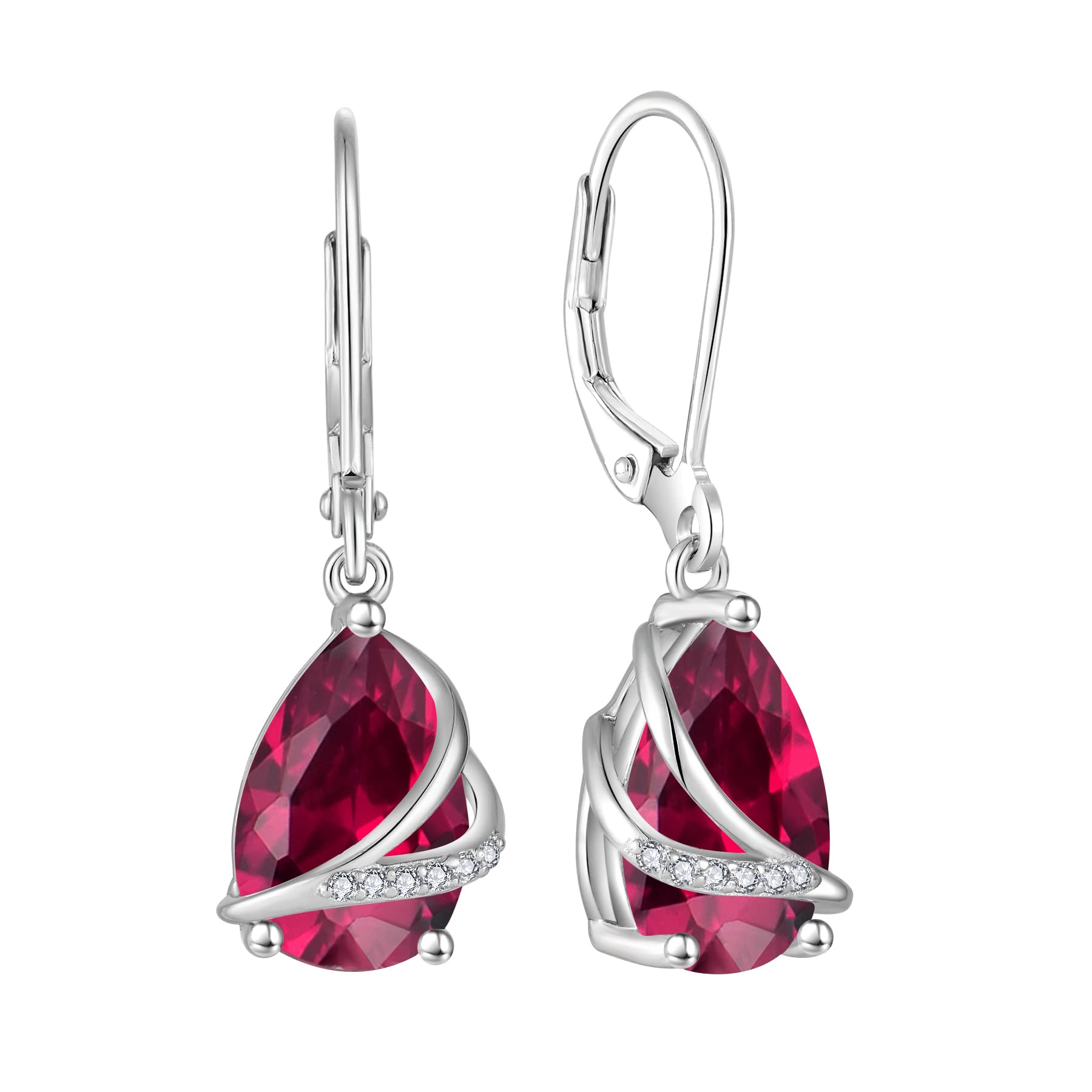 Rocayi Birthstone Dangle Drop Earrings for Women 925 Sterling Silver Teardrop Leverback Earrings Jewelry Gifts for Wife Mother Her