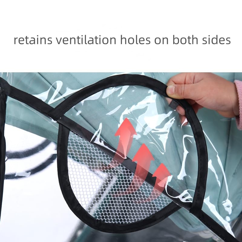 Universal Rain Cover Pushchair Stroller Large Raincover Buggy Pram with Zipper Waterproof Durable Transparent Baby Stroller Carrycots Weather Shield Fit Most Strollers (Double-Zip Window) - Image 4