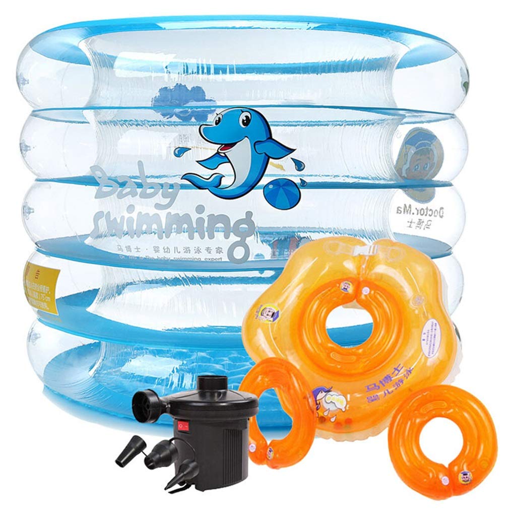 ZTSW Baby Swimming Pool Home Inflatable Pool Children's Play Water Toy Bath Tub (round Transparent Pool + Detachable Swimming Ring Set)