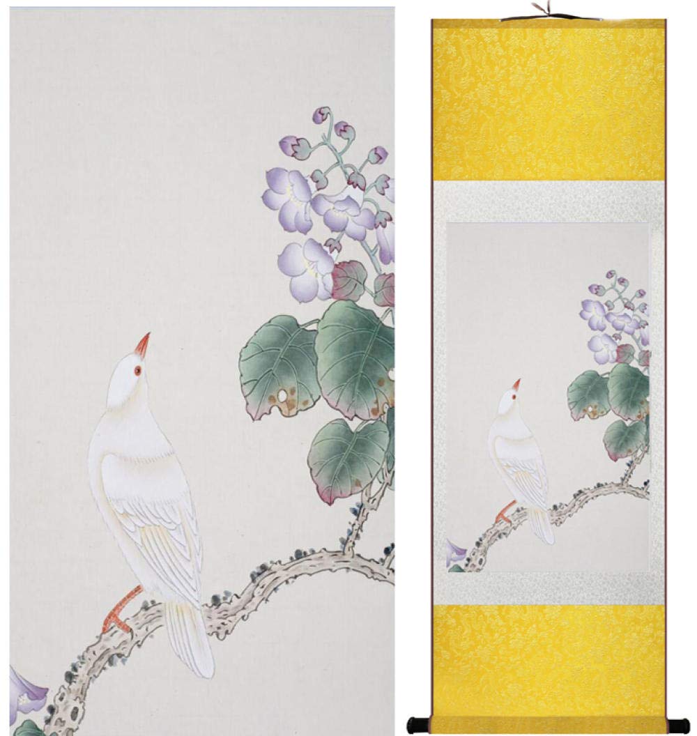 水墨画 花と鳥の絵 墨で桜、再び梅に鳥｜KaoRu IsjDha