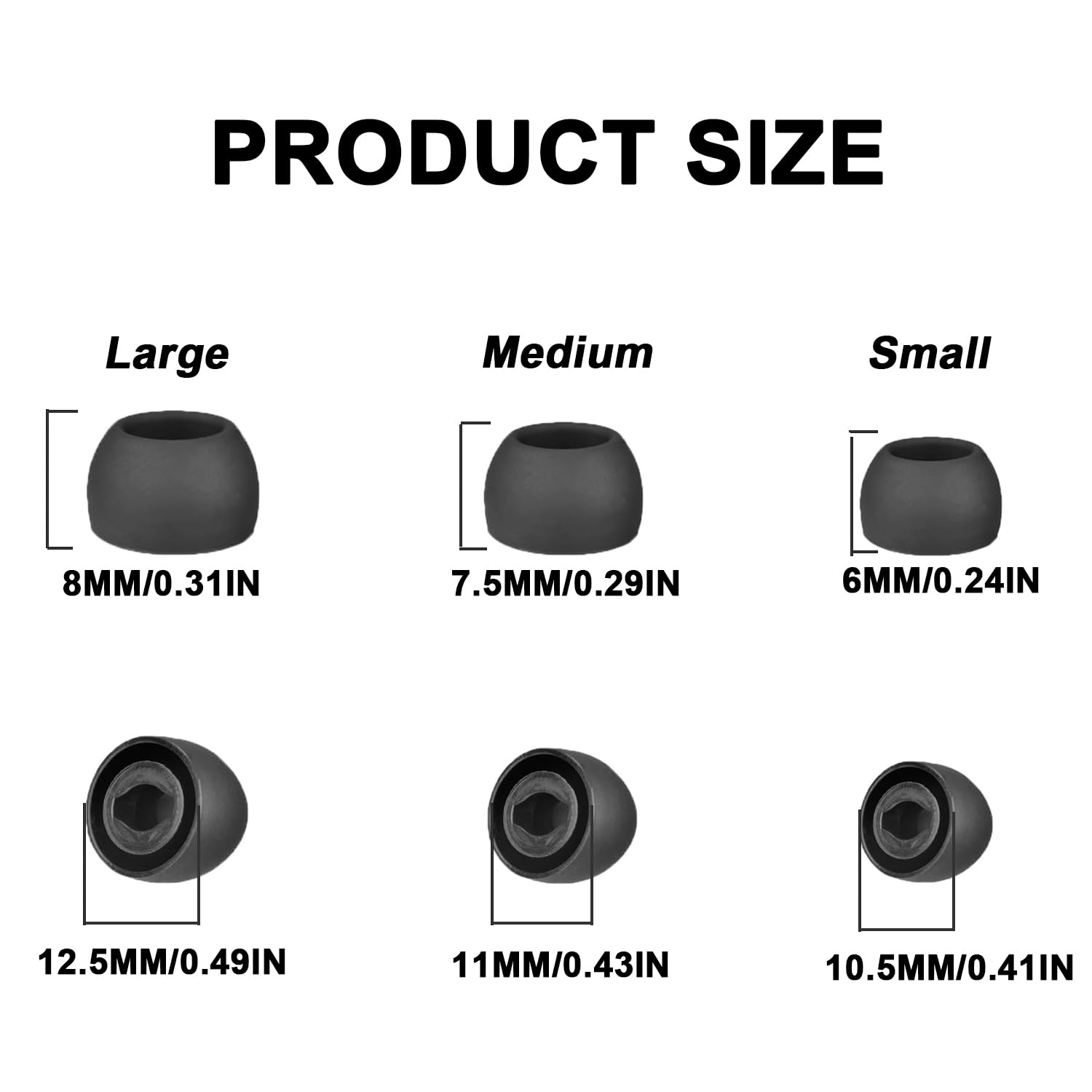 6 Pairs Replacement for Samsung Galaxy Buds Pro Headphones, Eartips Silicone Tips Earbuds Set for Samsung Galaxy Buds Pro Headphones Fit in Case Ear Tips,L/M/S Earplug (Phantom Black) (Black) 2