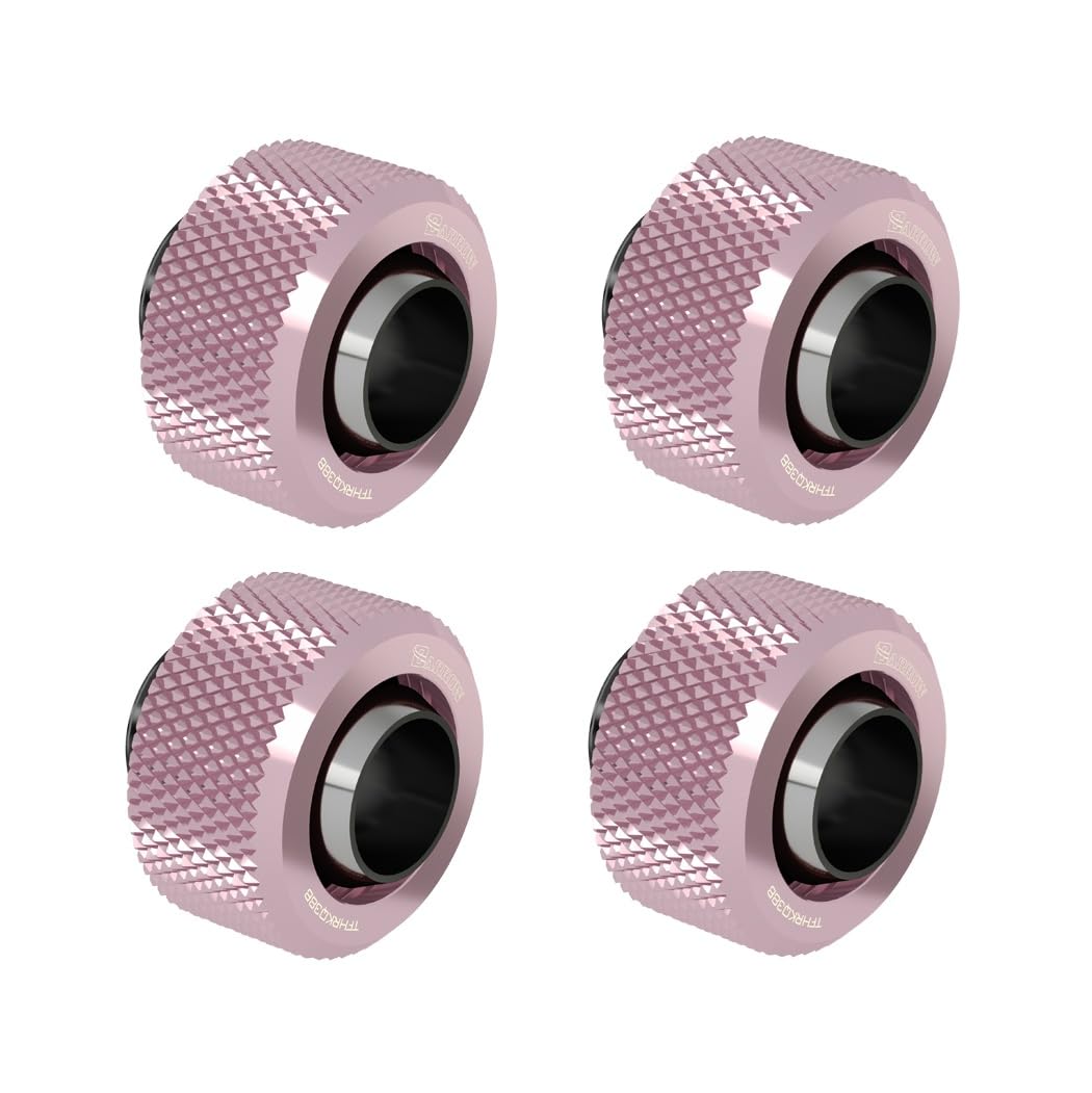 Fittings G1/4" to 3/8" ID - 1/2" OD Compression Fitting for 10/13 mm Soft Tubing Tube TFHRKN38B 4-Pack (Pink)