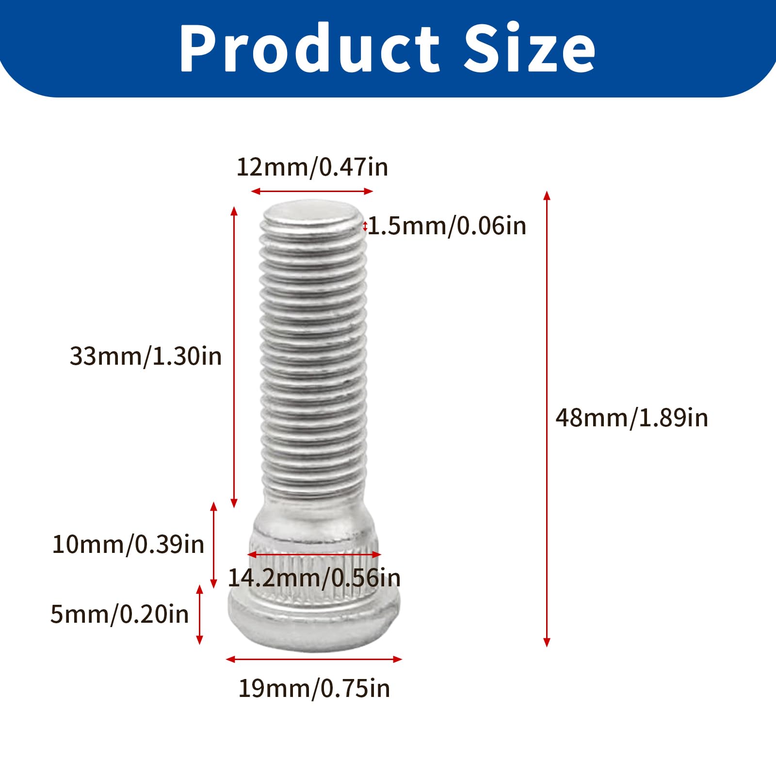 5 szt M12x1,5 Kolki do Kół 48mm, Kolki do Opon, Akcesoria Samochodowe dla Toyota, Chevrolet i Serii Lexus, Zastępstwo OEM#90942-02049 90942-02070