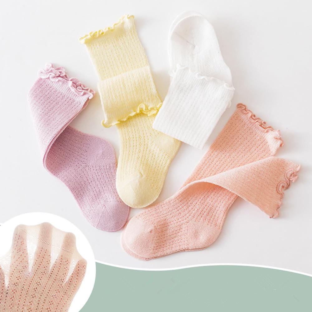 Baby-Socken für Mädchen, Baumwolle, hält warm, einfarbig, kniehohe Strümpfe für Säuglinge und Kleinkinder