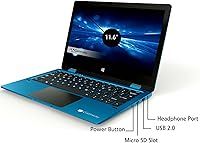 Vista 3 de Gateway Laptop convertible 2 en 1 con pantalla táctil 11.6 HD en color azul Intel N4020 4GB RAM 64GB SSD Mini-HDMI Webcam Windows 10 S (renovado)