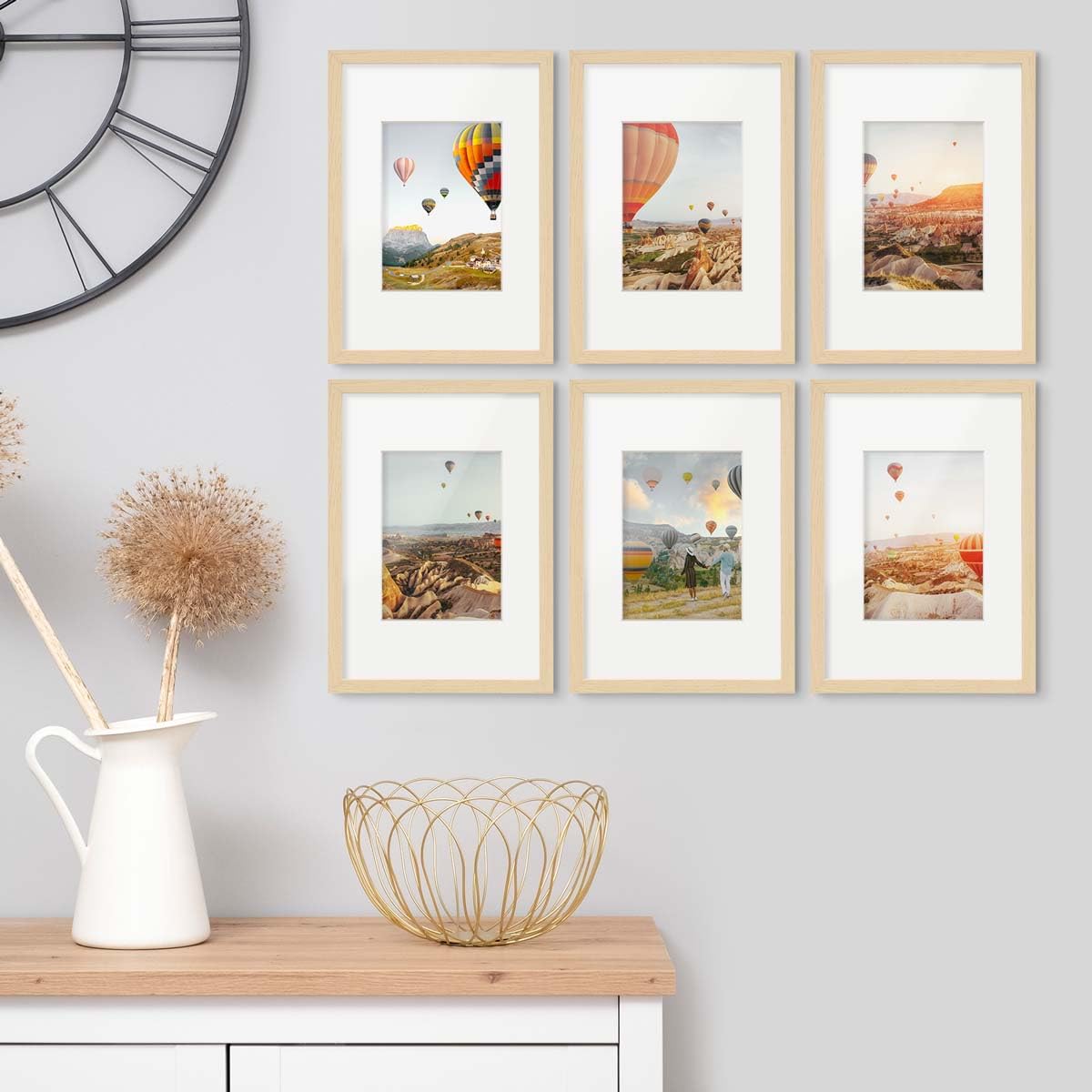 PHOTOLINI Set of 6 Poster Frames A4 21 x 30 cm with Mount 13 x 18