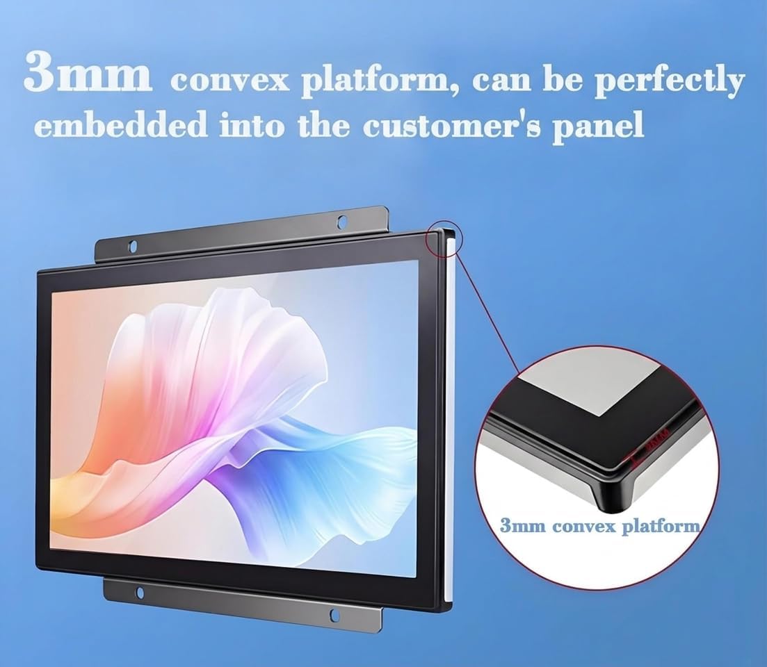 19 Inch Open Frame Capacitive Touchscreen Monitor, 1280x1024 Resolution 5:4 Aspect Ratio Waterproof,VESA+Panel Mount, for Kiosk, Automation, POS，Vending，HMI and Digital Signage 7x24h Work