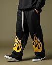 CLOTH N CODE Korean Black Loose Fit Printed Men's Track Pant | Comfortable Lounge Pants for Men | Blended Cotton Casual Joggers Waist 28-34 Inch | BTT195_BLK gallery image