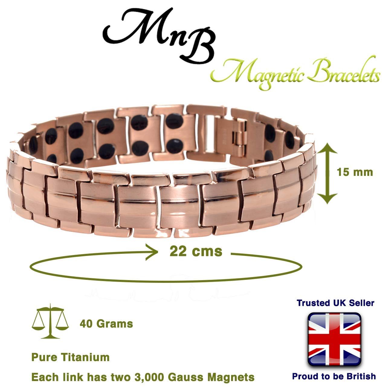 Magnetisches Schmerztherapie-Armband aus Titan von Mind n Body