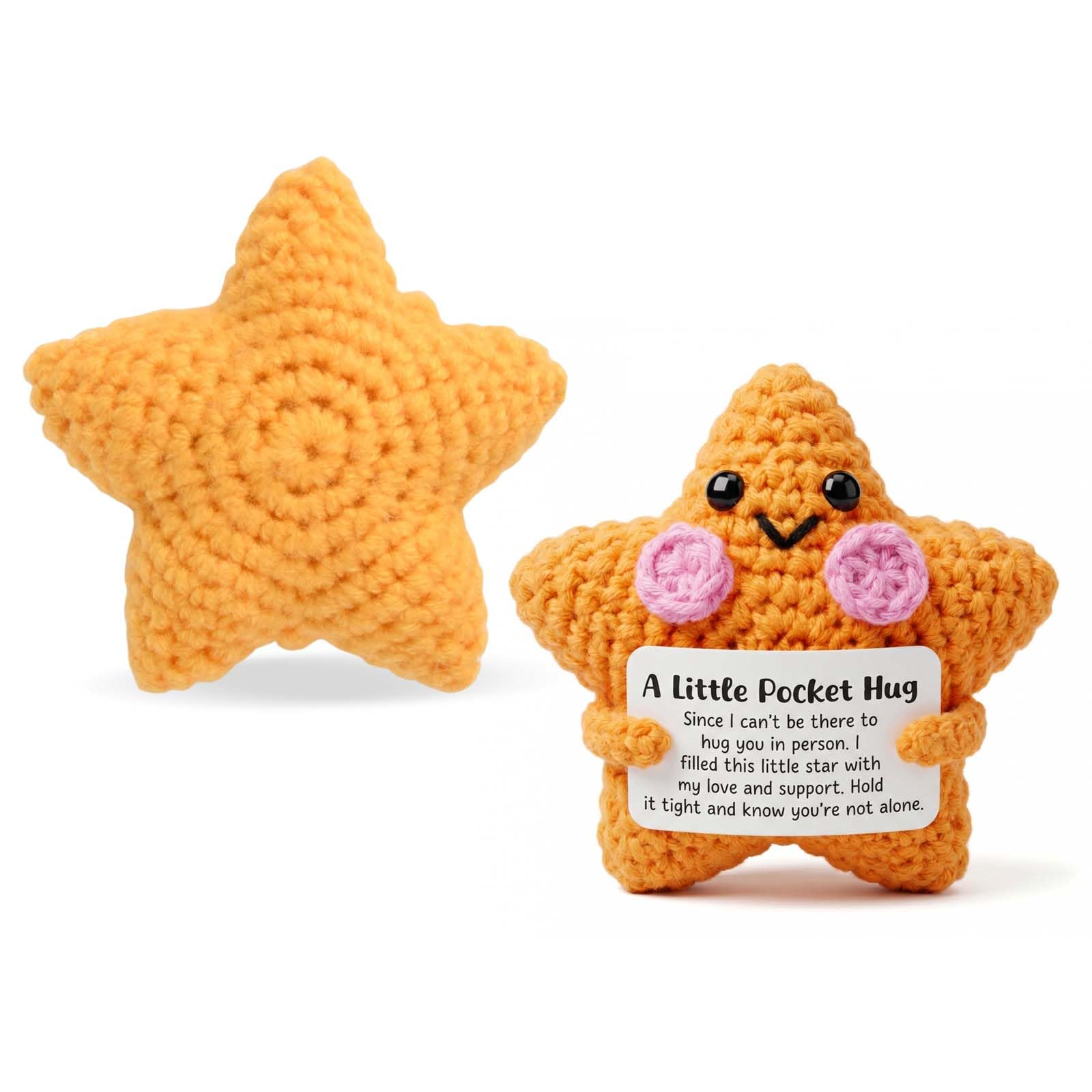 Muiltvoe Handmade Emotional Support Crochet Star, Thank You Gift for Women, Sister Birthday Gifts, Leaving Gifts for Colleagues Women, Positive Desk Decor