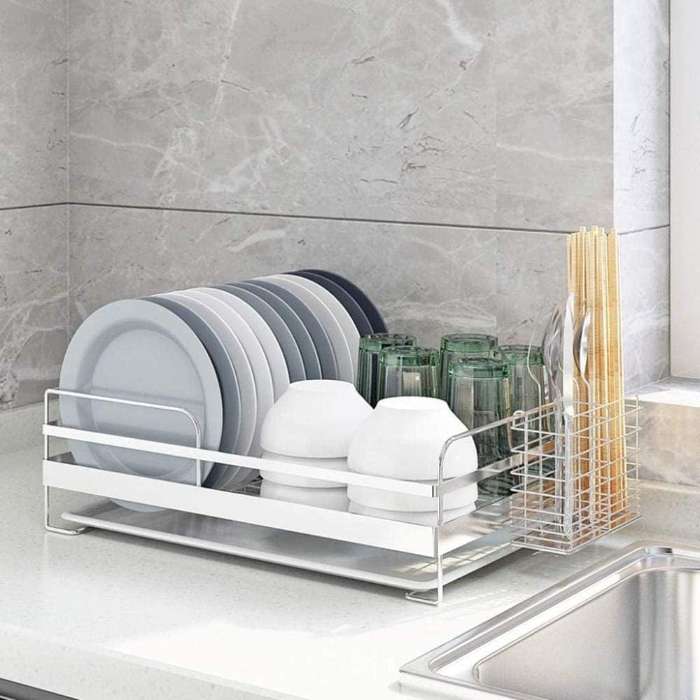 Égouttoir à Vaisselle à Un Seul Niveau avec Porte-Baguettes – Solution de Rangement et d'égouttage pour la Cuisine