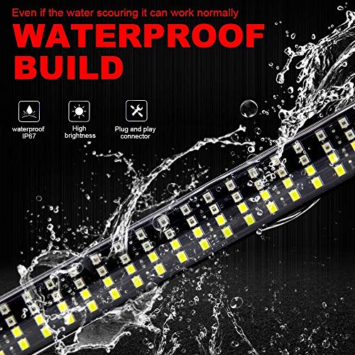 OPL5 Tailgate Light Bar, Quad Row 2 Color 48inch 504 LEDs Truck Tail Light Strip LED Turn Signal Brake Running White Reverse Lights Universal Light Bars for Trucks Pickup Trailer SUV (48" Quad 2color)