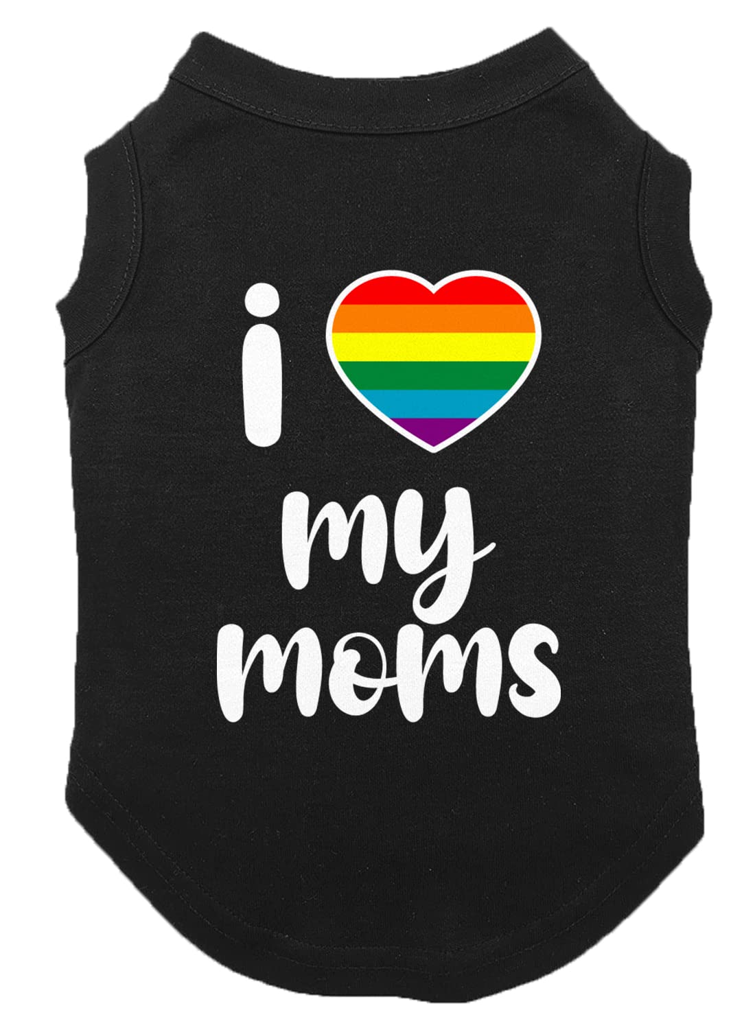 I Love My Moms - Heart Mommy Dog Shirt (Black, Medium)