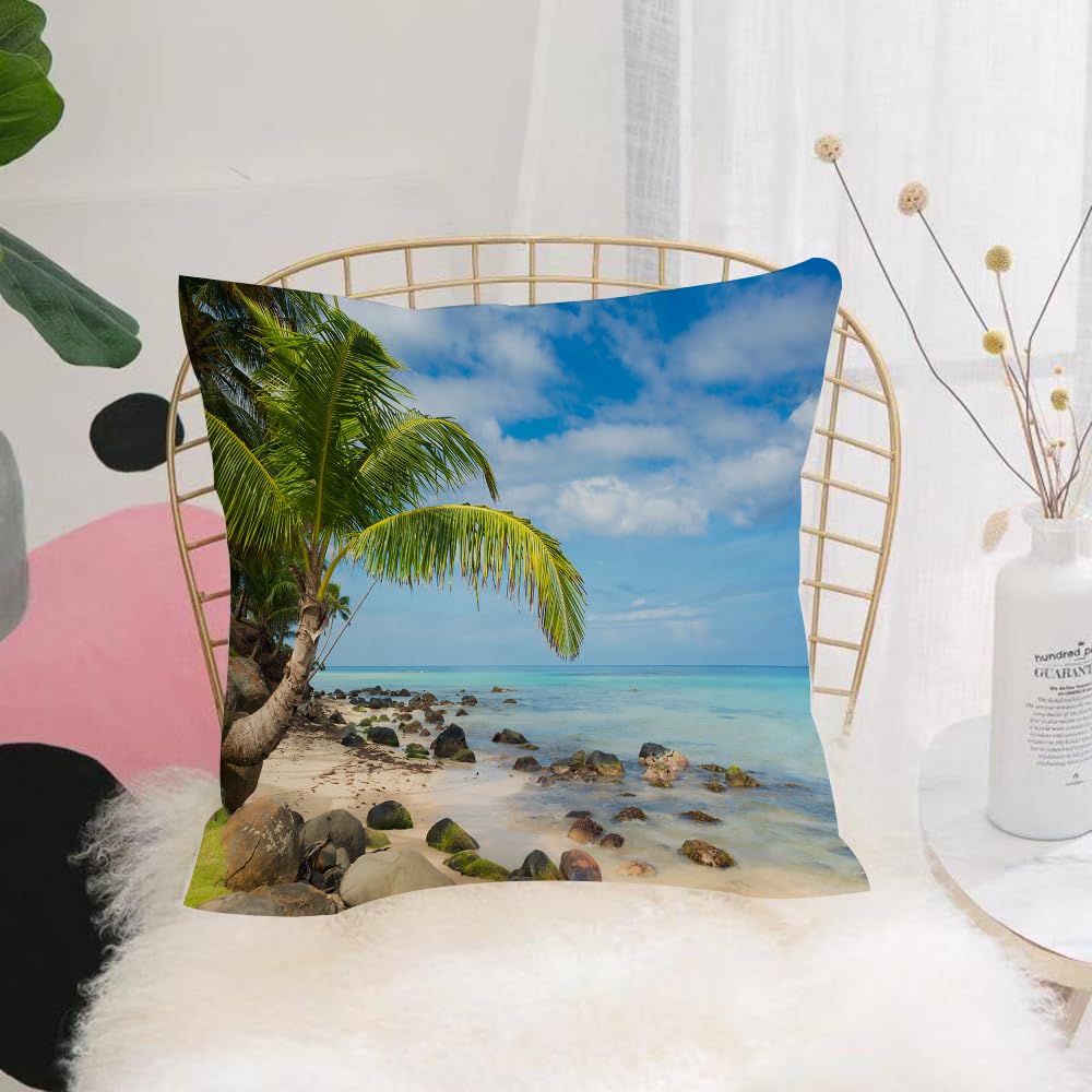 HYMSXW Cushion Cover,Throw Pillow Case Home Decorative for Living Room Bedroom Sofa Chair 20X20 Inch,Decoration by the sea, Romantic beach,Pillowcase 50X50cm