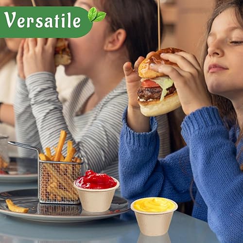 Miniatura 7 de FUYCIEUM 150 tazas de soufflé de fibra de bagazo con tapas, tazas de muestra biodegradables de 4 onzas, tazas de porciones compostables para