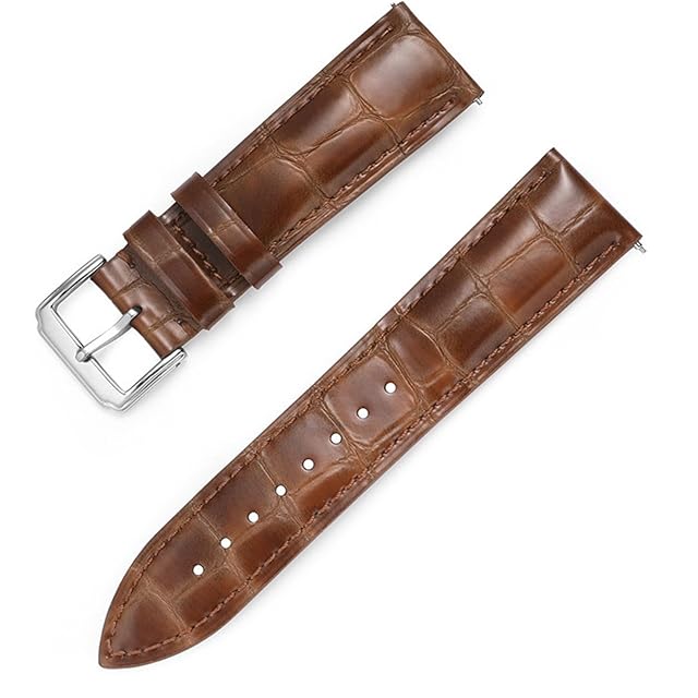 DNHPSMYI Watch Straps Leather Strap Soft Blister Pattern Smart Watch Quick Release Strap Light brown 22mm