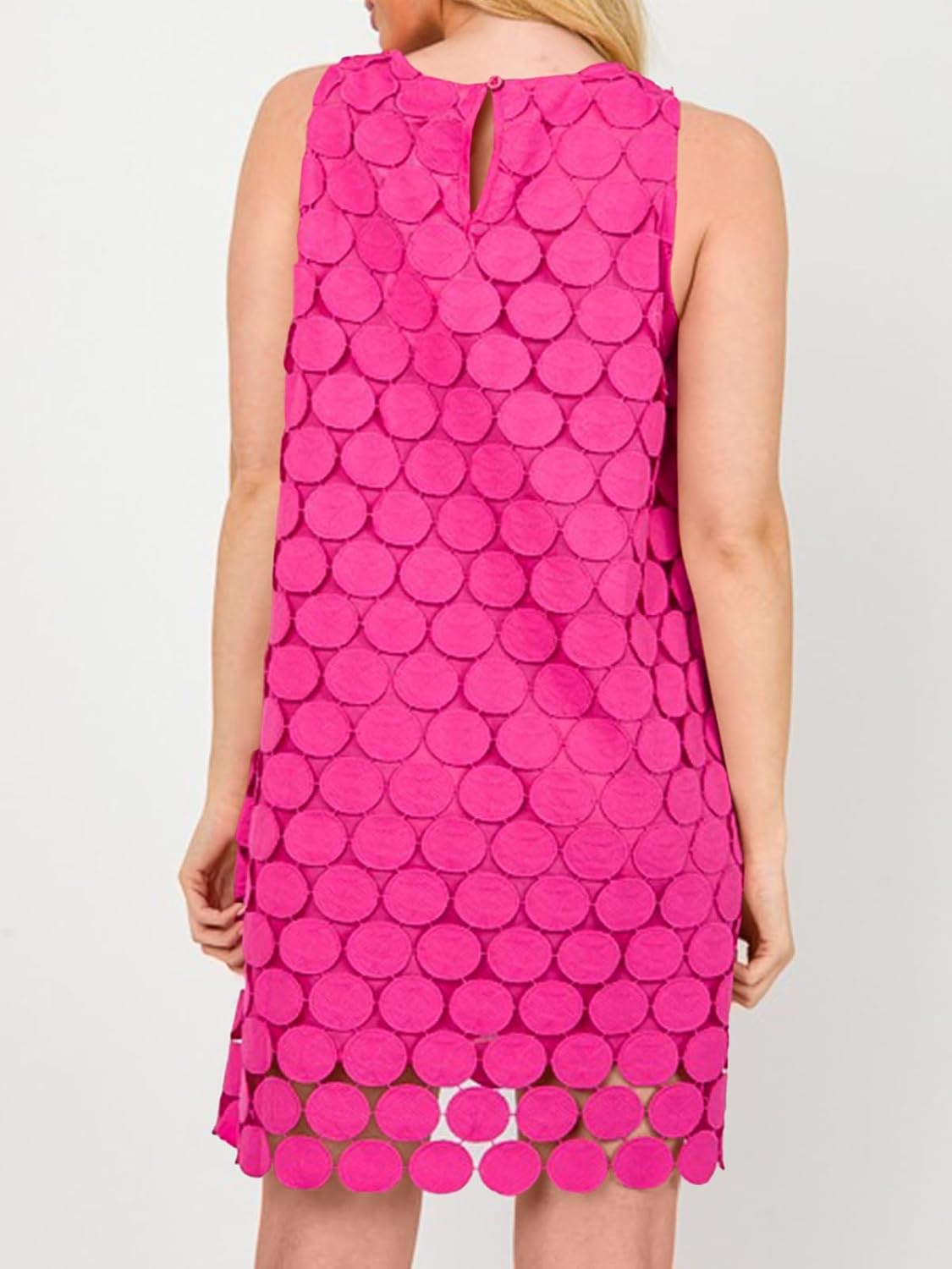 Wenrine Womens Summer Hollow Out Mini Dress Casual Sleeveless Scoop Neck Boho Short Beach Dresses - Image 4