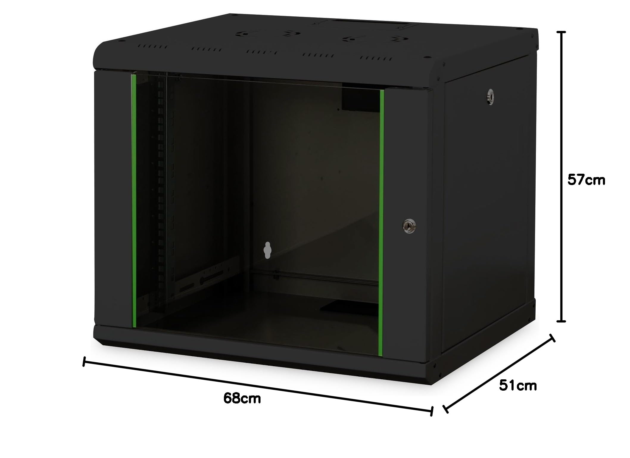 DIGITUS Szafa sieciowa – szafa rack 19 cali – 9U – 600 mm x 450 mm (szer. x gł.) – głębokość użytkowa 370 mm – montaż na ścianie – nośność 100 kg – Szklane drzwi – IP20 – seria Unique – czarna
