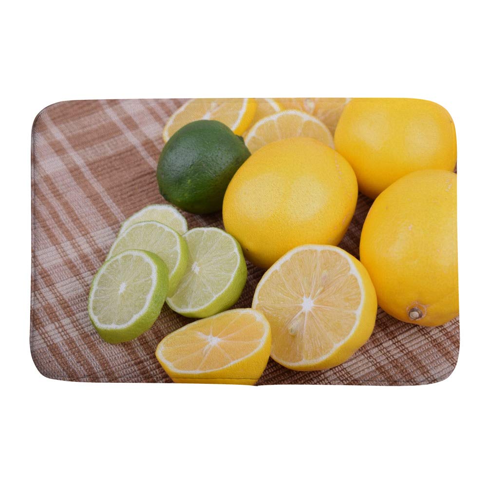 Tapis de bain antidérapant motif citron absorbant en velours corail Ruchen, sécurité optimale au sol