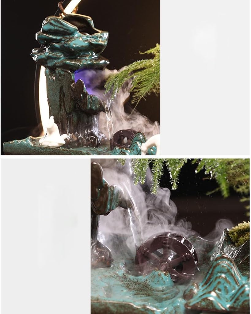 Waterfall Fountain Ceramic Water Landscape Ornaments Circulating Water Desktop Fountain Ornaments Indoor Decorative Fountain Ornaments Decorative Tabletop Fountains