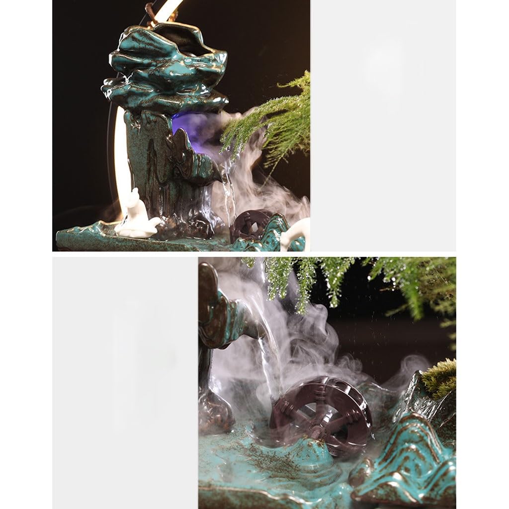 Tischbrunnen Keramik Wasser Landschaft Ornamente Zirkulierende Desktop Brunnen Indoor Dekorative Indoor-Wasserfall