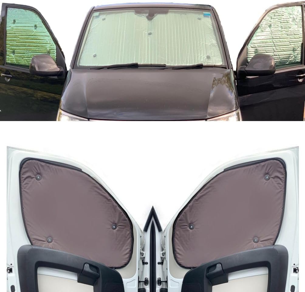 Window Blind Kit Compatible with Renault Master (Years 2010-Date) (Front Set) with Backing Colour in Brown, Reversible