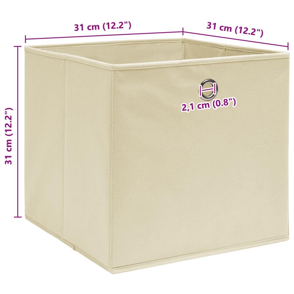 vidaXL 10x Aufbewahrungsbox Zusammenklappbar Spielkiste Regalkorb Faltkiste Korb Kinderbox Box Kiste Regalbox Staubox Creme 32x32x32cm Stoff