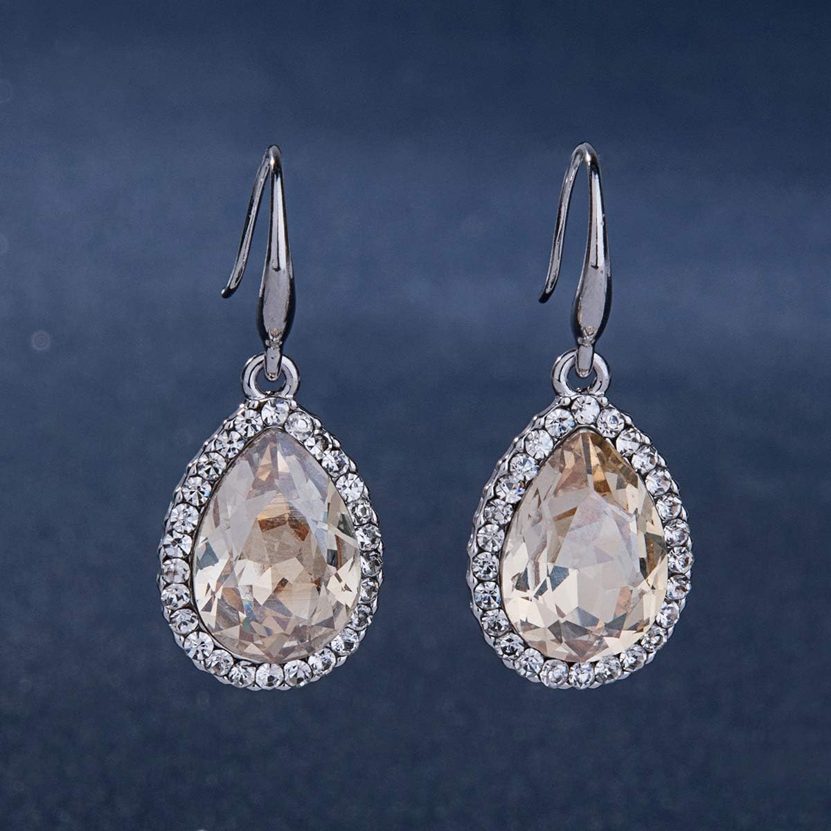 Austrian Crystal Teardrop Dangle Drop Earrings for Women Dangling 14K Gold Plated Hypoallergenic Jewelry - Image 5