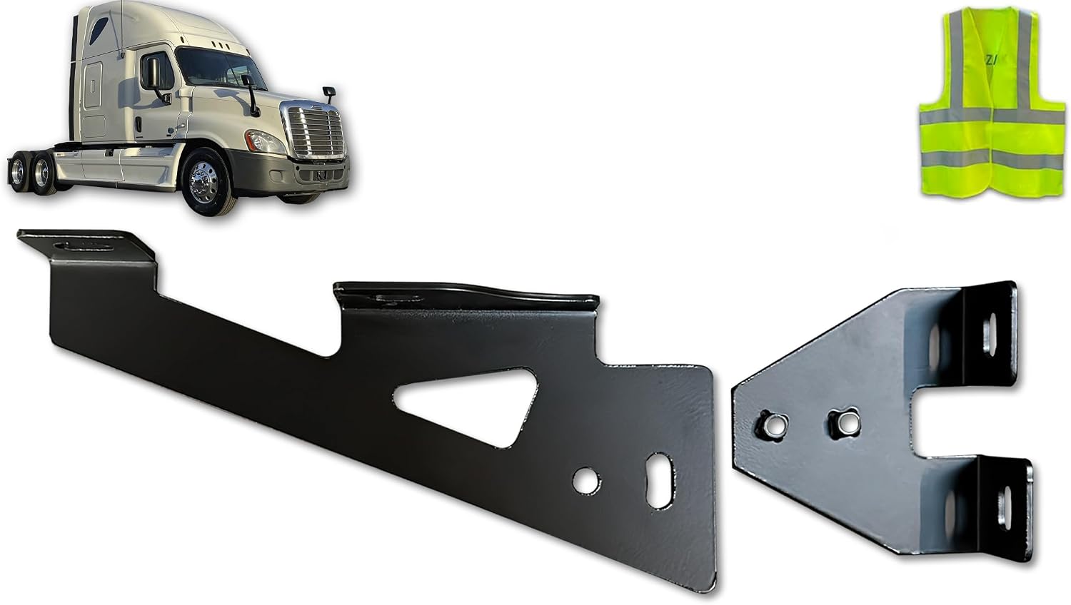 KOZAK Support Middle Bracket 4R fits Cab Extender Lower Fairing Compatible with Cascadia 2008-2017, Narrow Fairing Version, Right Passenger Side, Includes Logo and Reflective Vest