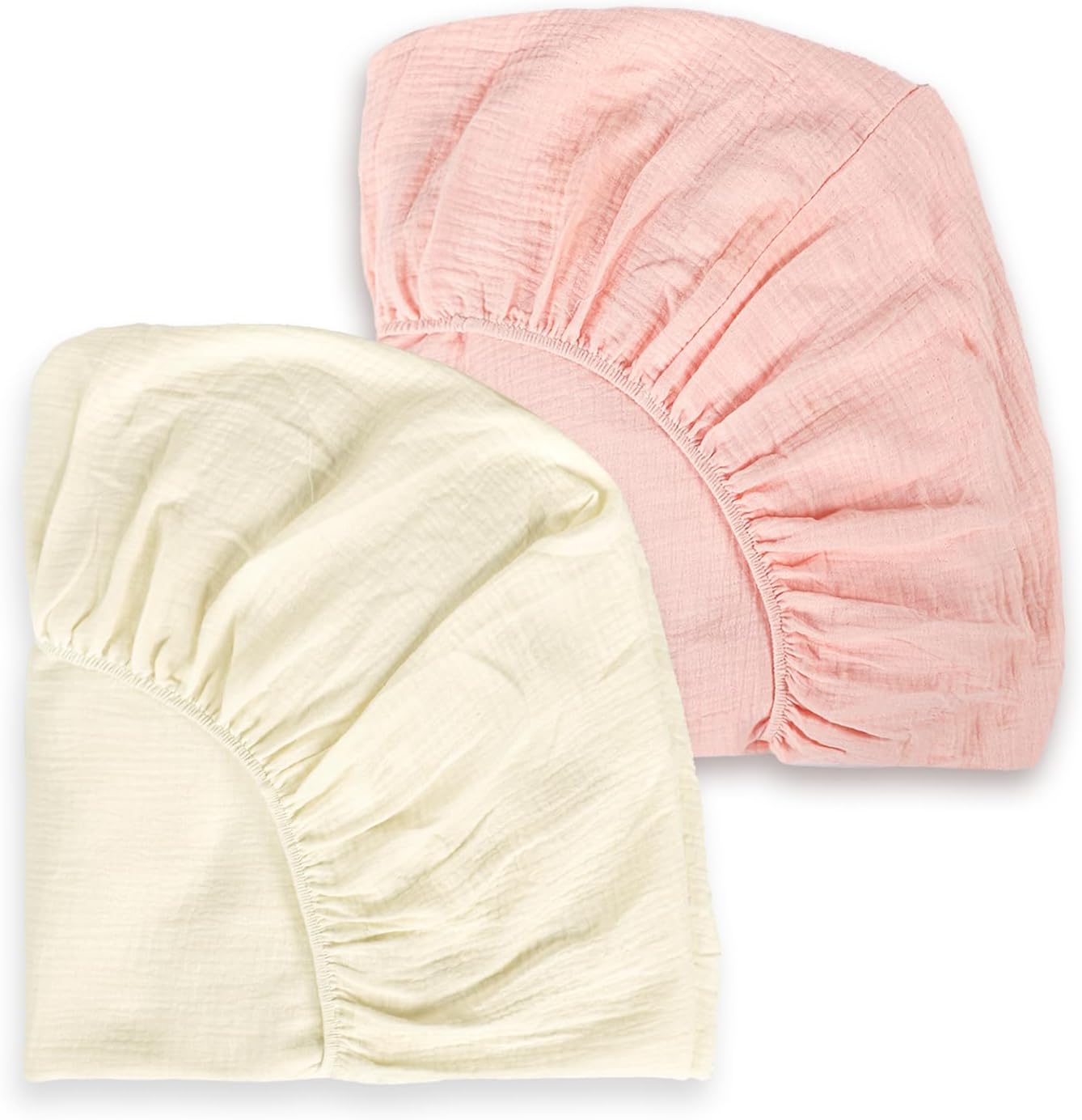 Muslin Crib Sheets 2 Pack for Girl & Boy, HNHUAMING Soft and Breathable Baby Crib Sheet, Neutral Baby Sheets Fitted Standard Crib & Toddler Bed Mattress 52" X 28" (Daisy +Floral)