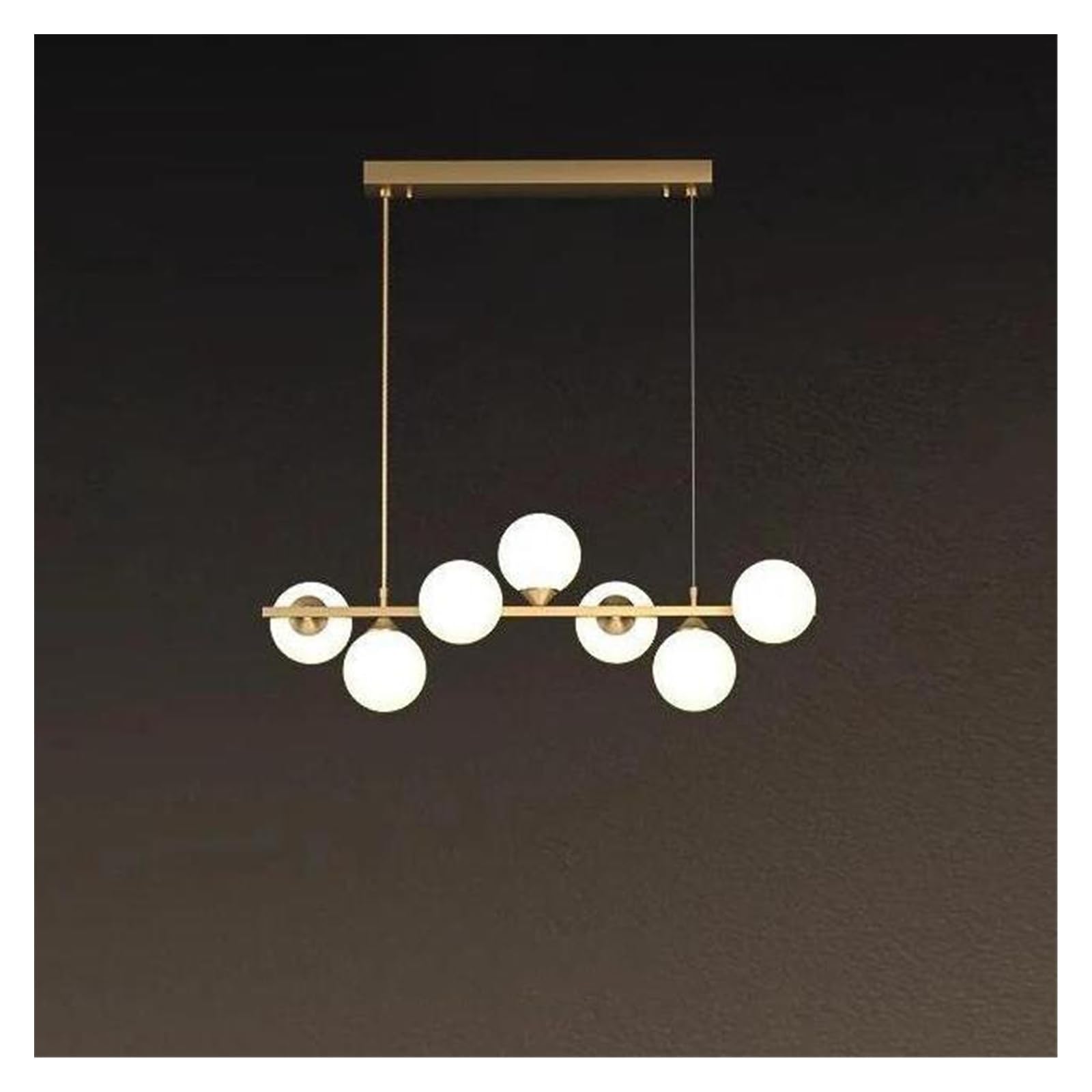 Lustre moderne en boule de verre dorée à 7 têtes pour salle à manger