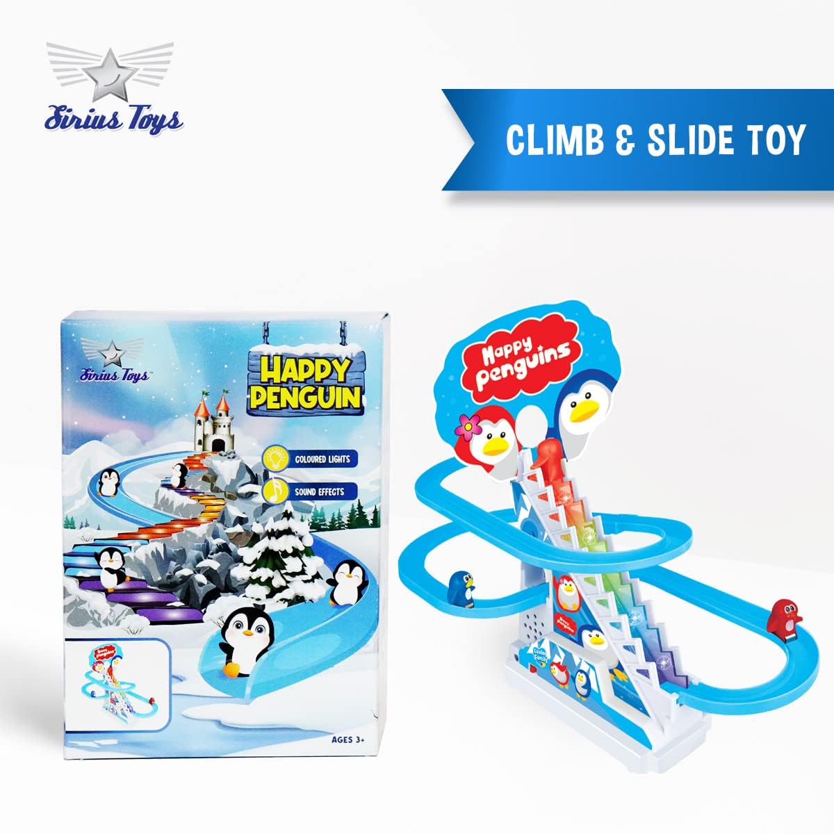 TEC TAVAKKAL Penguins Slide Toy Set, Funny Automatic Stair-Climbing Penguins Cartoon Race Track Set Little Lovely Penguins Slide Toy Escalator Toy with Lights and Music (Penguins Track Set) - Image 5 thumbnail