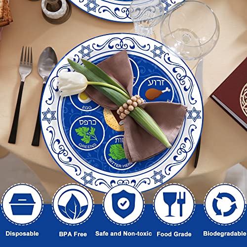 Qzyl 50 Pieces Seder Plates For Passover, 9 Inch Disposable Passover Seder Plate, Renaissance Design Pesach Plates For Passover Foods, Deluxe Quality Seder Passover Plates For Passover Decorations #TOP2