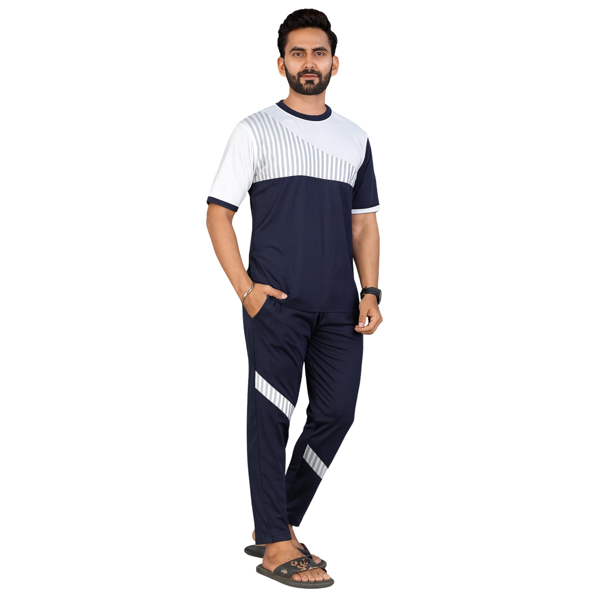 Men's Track Set For Casual And Sports Activity | Cotton Fabric| Half Sleeve Round Neck Top & Track Pants |Soft Texture | Regular Fit | LAXMI -01- LALO-image-14