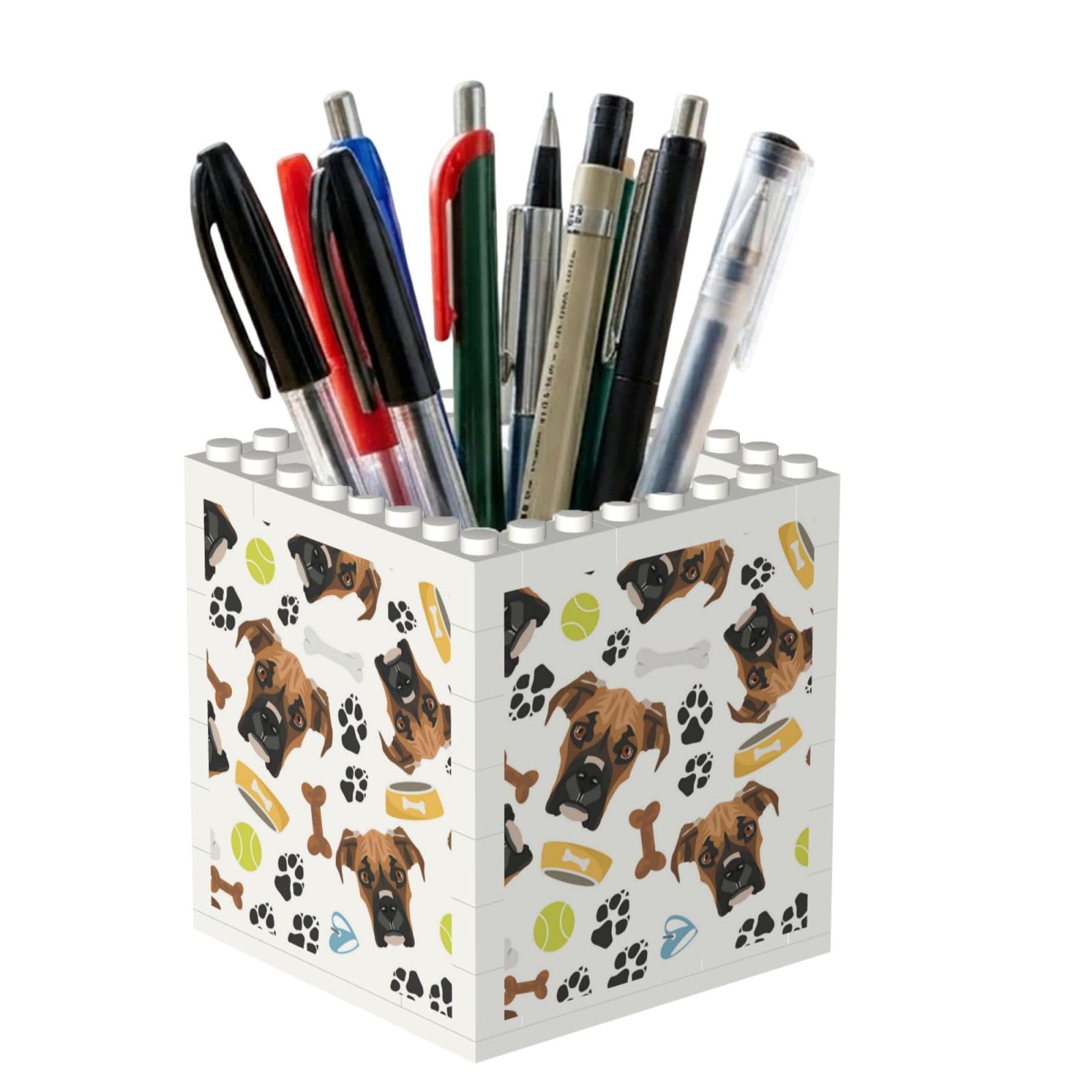 Poadnly Smiling Dog Boxer, Pen Pot Pencil Holder for Office Home School, Compact Desk Organiser for Office Stationery