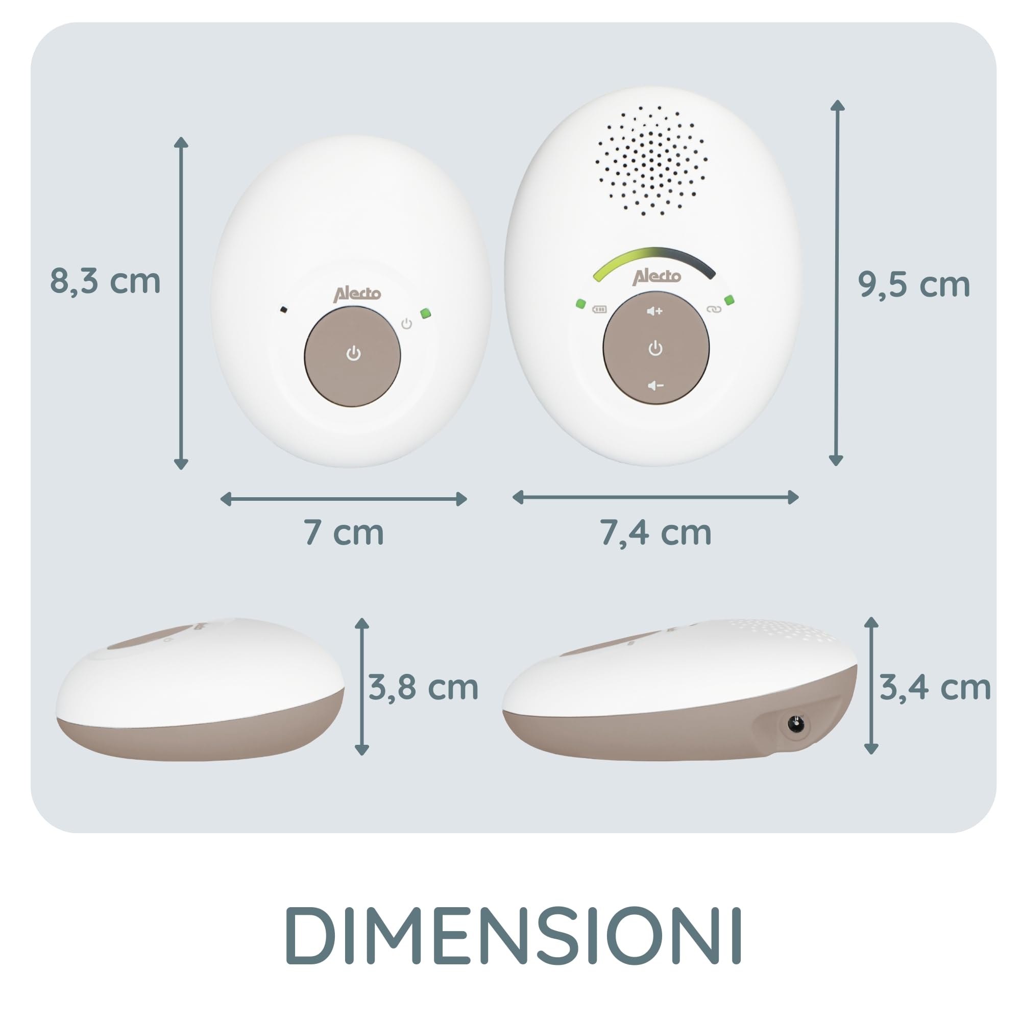 Alecto DBX110BE - Full Eco DECT Babyfoon - Wit/Beige