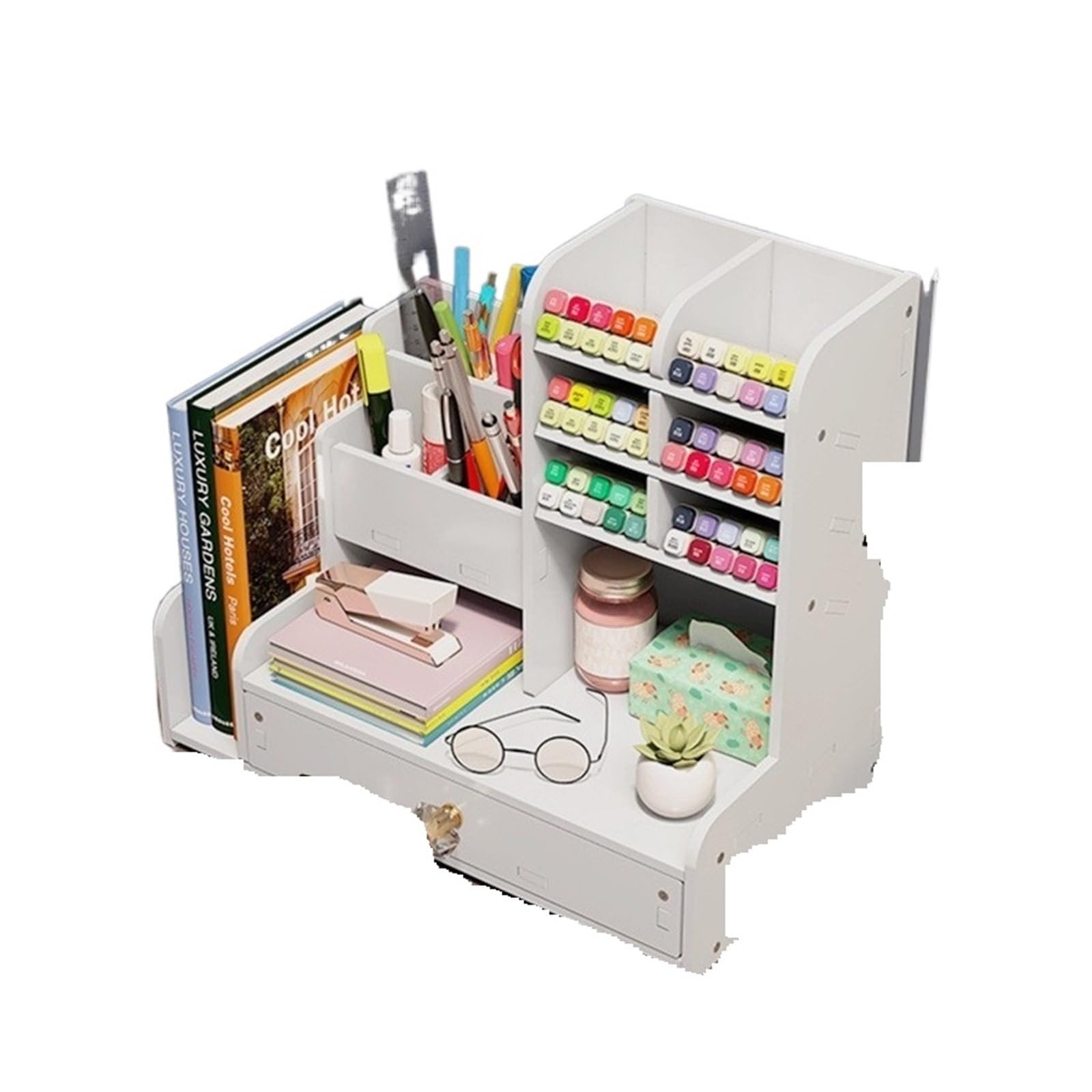 Pot à crayon blanc de grande capacité pour bureau et école